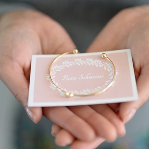 Sisters Gift Card plus Heart Bangle Open in Gold or Silver plus Gift Box with Thank You Sticker image 1