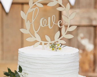 Cake Topper Hochzeit, Verlobung, Geburtstag oder Party aus Holz mit LOVE als Dekoration für die Hochzeitstorte!