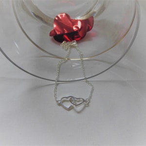 Valentine's Day gift bracelet bracelet with 2 intertwined hearts in gold or silver Silver