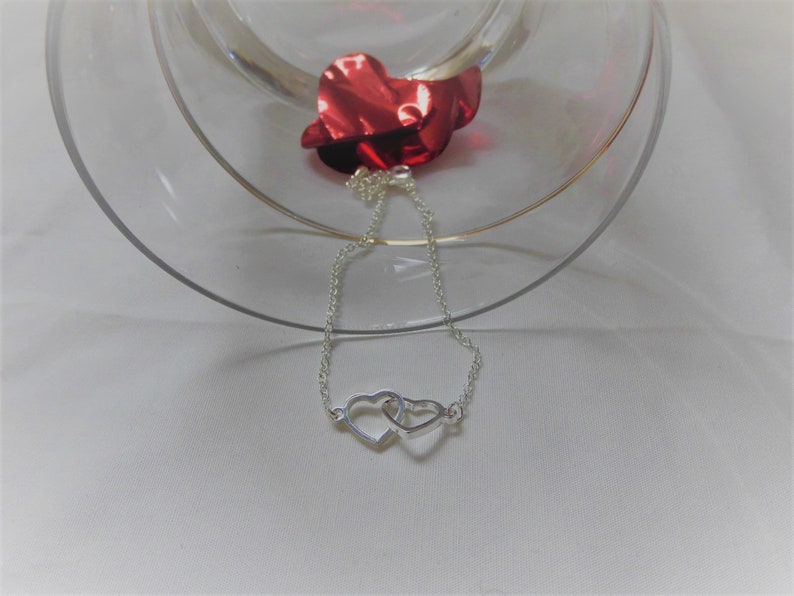 Valentine's Day gift bracelet bracelet with 2 intertwined hearts in gold or silver Silver