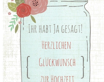 Glückwunschkarte Hochzeit - Vintage Grußkarte