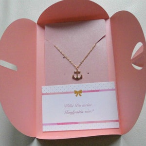 Tauf Geschenk, Taufpatin Geschenk - Geschenkverpackung mit Thank you Aufkleber, Karte und Anker Halskette in Gold oder Silber