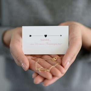 Trauzeugin Danke sagen Karte mit Anker Armband in Gold oder Silber plus Geschenkverpackung mit Thank You Sticker Bild 1