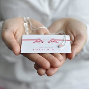 Trauzeugin Geschenk - Karte und  Herz Kette in Silber - Herzanhänger in silber pink plus Geschenkverpackung mit Thank You – Sticker.