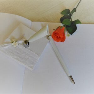 Hochzeit Gästebuch Stift Set Weiß mit Halter Bild 3