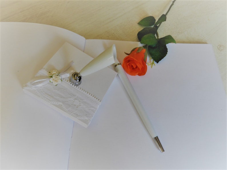 Hochzeit Gästebuch Stift Set Weiß mit Halter Bild 3