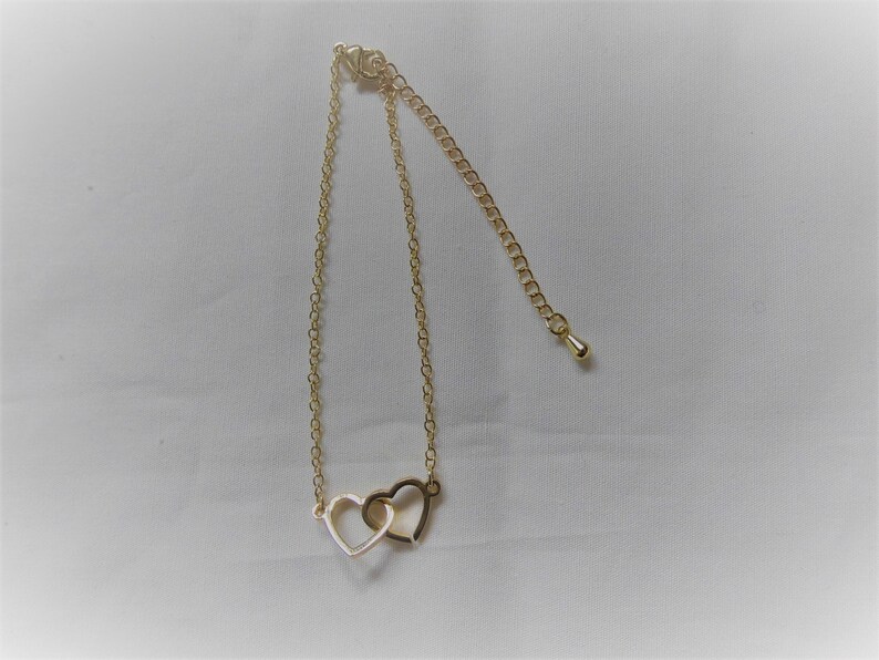 Valentine's Day gift bracelet bracelet with 2 intertwined hearts in gold or silver image 4