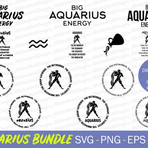 Aquarius Svg, Signes du zodiaque SVG, Zodiaque Bundle, Horoscope Svg, Astrologie Svg, Fichier pour Cricut, Silhouette, Traits du zodiaque, Téléchargement instantané