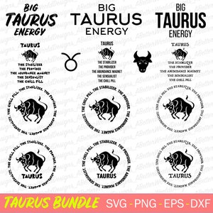 Taurus Svg, Zodiac Signs SVG, Zodiac Bundle, Horoscope Svg, Astrology Svg, File for Cricut, Silhouette, Zodiac Traits, Instant Download
