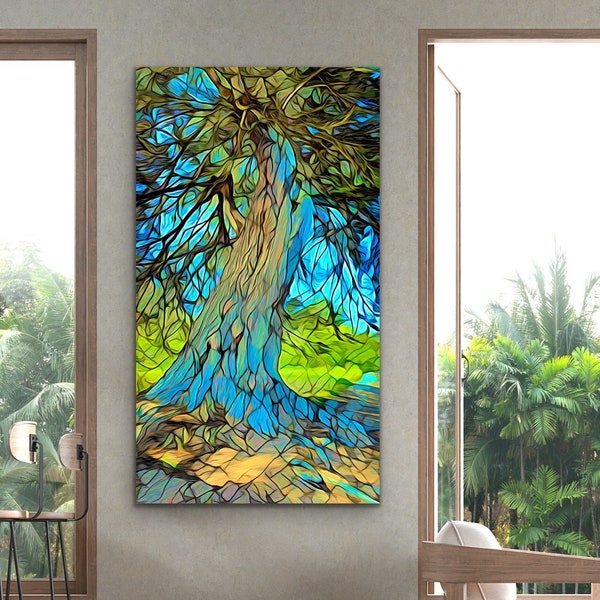 canvas art,metal wall art,Stained Glass effect,stained glass tree,stained glass wall art,stained glass window,stained glass wall art,cypress
