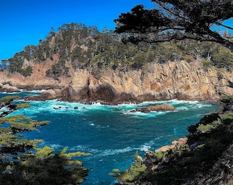 acrylic,metal,carmel,cypress grove,Monterey,large wall print,point lobos state natural reserve,seascape,monterey seascape,monterey cypress,