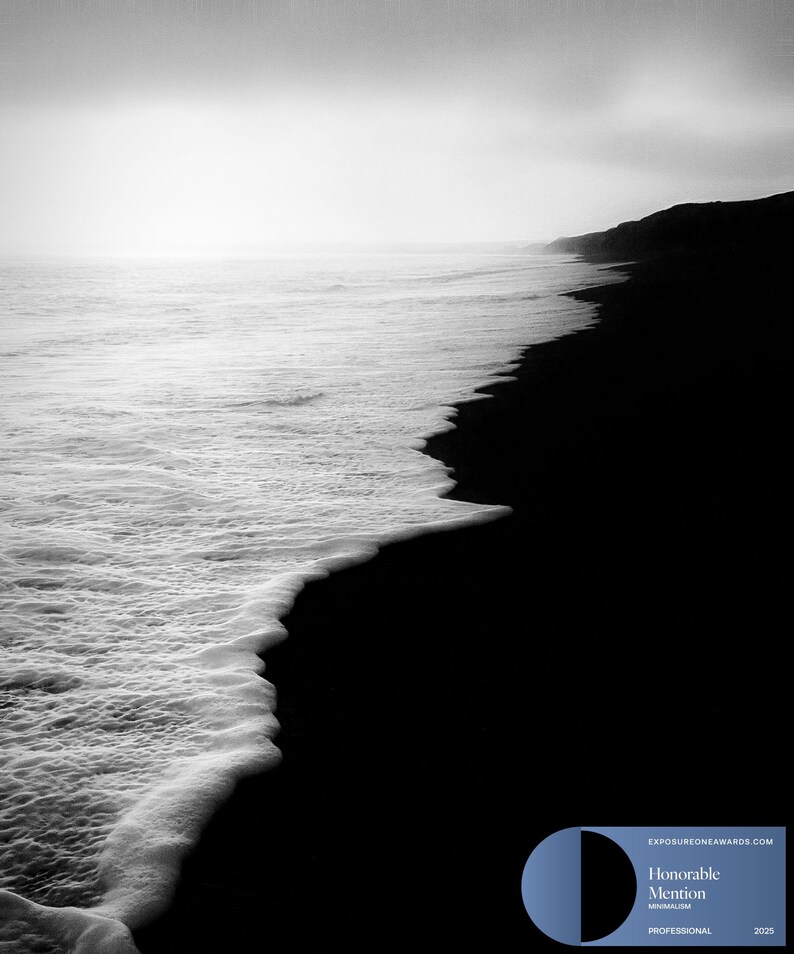 Black and White Ocean Photography: Dramatic Seascape Canvas Print image 3