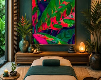 Rattlesnake Plant Abstract: Tropical Leaves Art Print