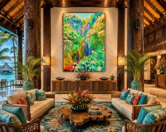 Maui Waterfall Abstract Art: Tropical Hawaii Canvas Print