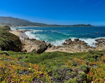 Carmel River Beach Panorama: Metal Art Print, California Coast