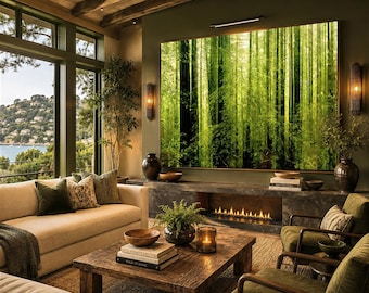 Ethereal Forest Print: Green Abstract Woods, Metal or Canvas