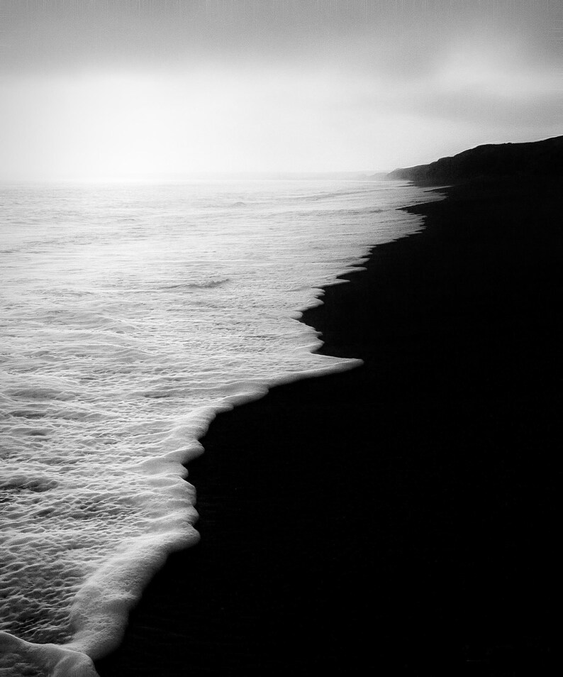 Black and White Ocean Photography: Dramatic Seascape Canvas Print image 2