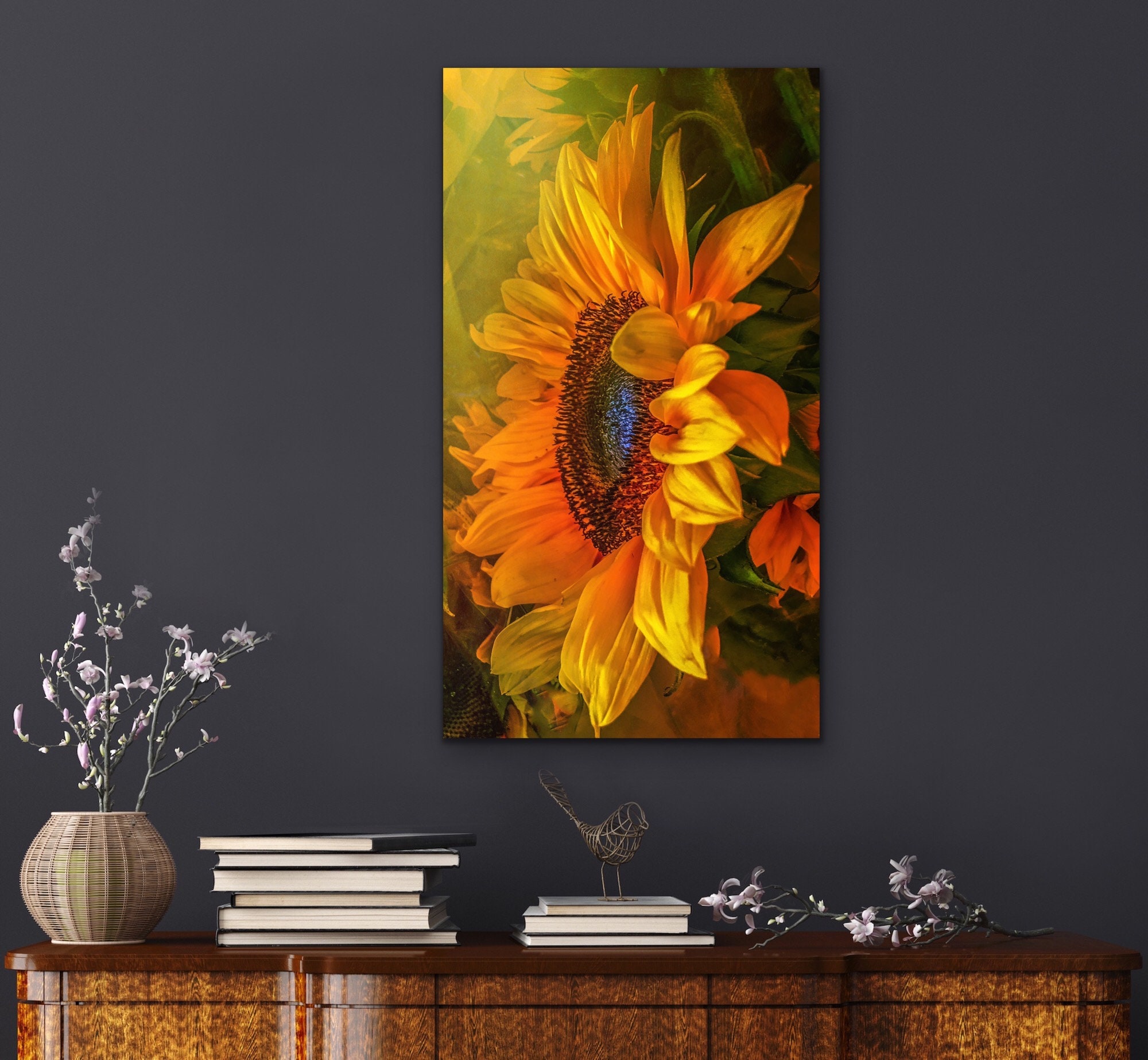 Sunflower Hazesunflower Photo Artflower Photogold Wall - Etsy