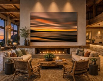 Beach Sunset Canvas Print: Large Abstract Ocean Wall Art