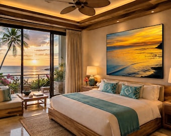 Golden Santa Cruz Sunset Seascape: Canvas or Metal Wall Print