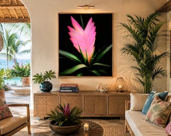 Tropical Abstract Art: Tropical Pink Quill Canvas or Metal Print