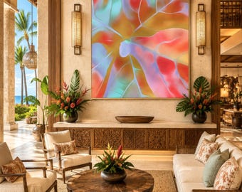 Tropical Abstract Art: Tropical Floral Canvas or Metal Print