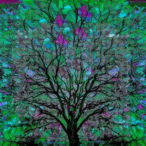 tree of life,stained glass effect,canvas art,metal art,large tree landscape,tree wall décor,stained glass tree,large square wall art,green