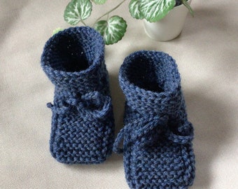 Babyschuhe, handgestrickt und warm, Schuhe für Neugeborene 0-3 Monate, blaue Wollschuhe für Babys, Geschenk zur Geburt