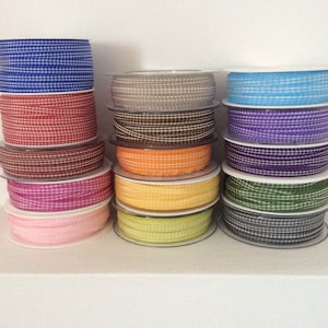 5 m Karoband 6mm breit, Grundpreis 0,50Euro/m, Schleifenband kariert, ohne Draht, Landhauskarobändchen