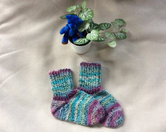 Babysocken Größe 18, bunte, handgestrickte warme Wollsocken für Babys, Socken für Neugeborene 0-3 Monate