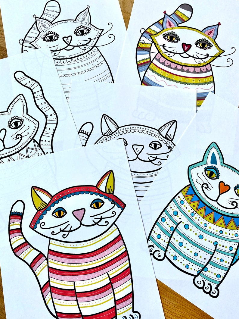 Fensterbilder Katzen Malvorlagen 6 DIN A4 Seiten Bunte