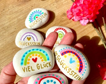 Lucky charm stone "Glücksstein" "Good luck" painted, guest gift, small thank you gift teacher educator employee