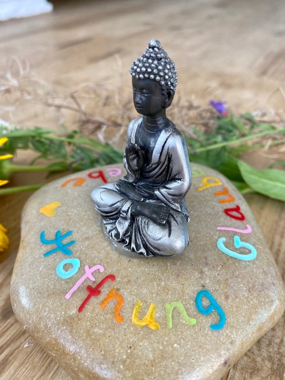 Figurine de Bouddha en pierre Foi Amour Espoir porte-bonheur