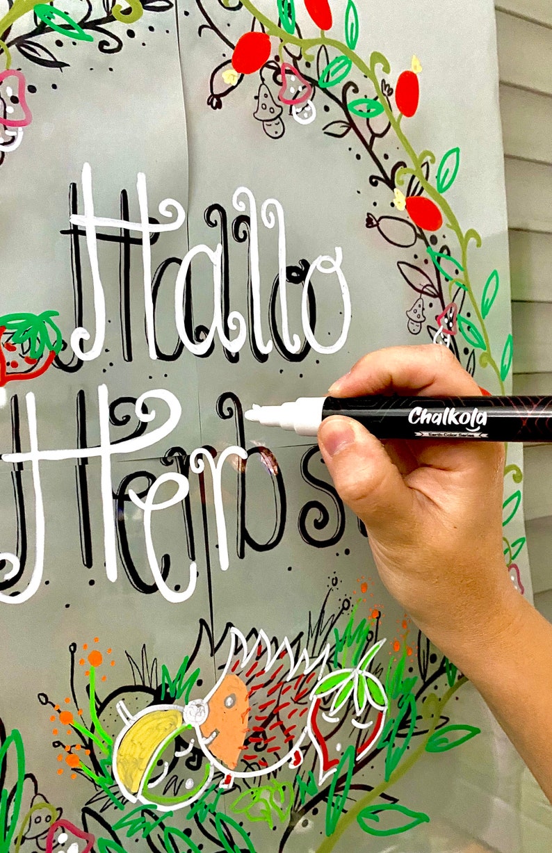 Malvorlage Hallo Herbst Fensterbild Kreide PDF Datei zum