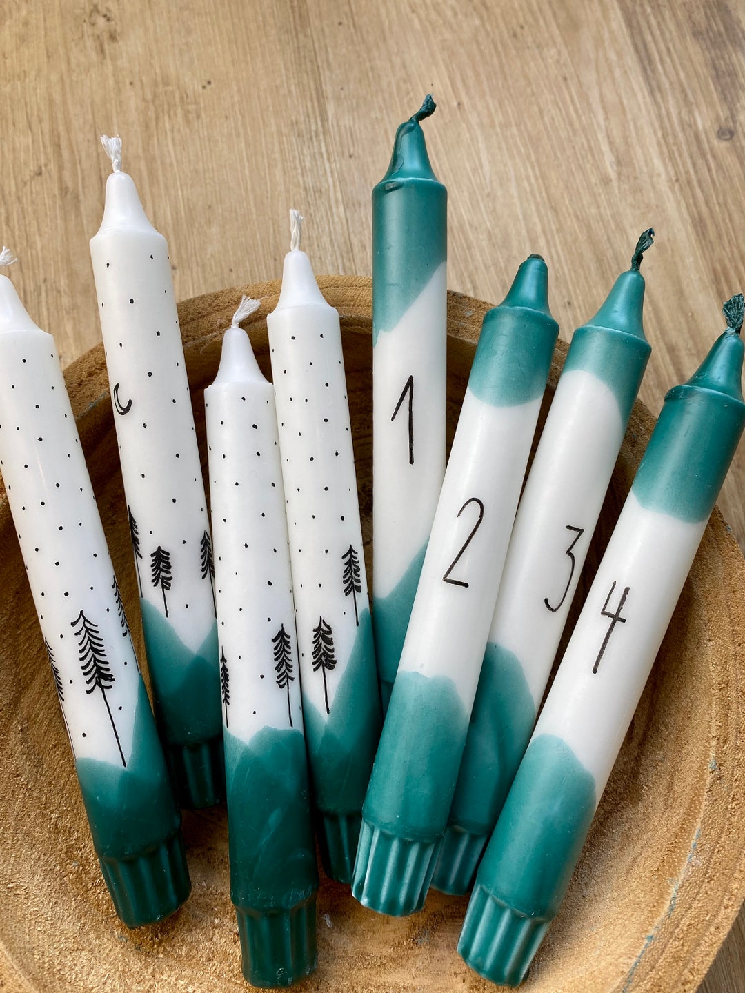 Candles Advent Stick Candles Set of 4 Petrol Advent Candles Etsy