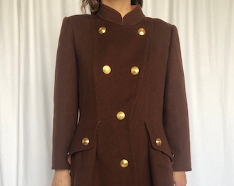 Givenchy Couture Brown Salmon Cashmere Military Coat M