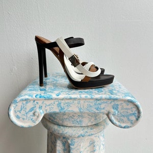 Christian Dior Brown and Cream Leather Strappy High Heels 37