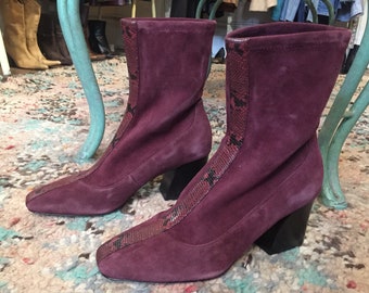 plum coloured ankle boots
