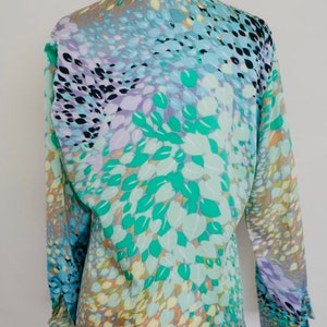 Lanvin 70s Classic Watercolor Pastel Poly Blouse M image 7