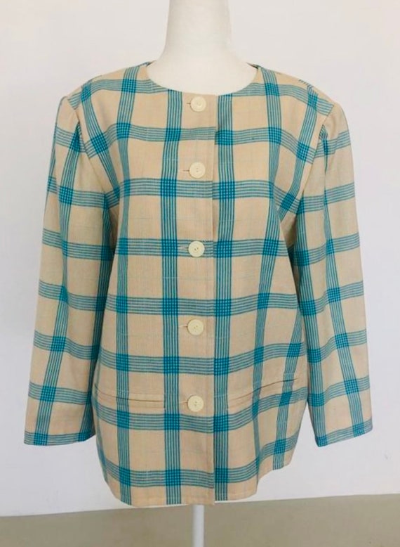 Courreges 70s Vintage Paris Mod Check Windowpane … - image 1