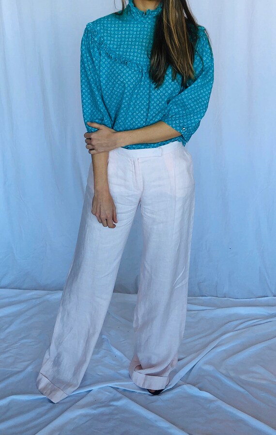 Paco Rabanne Blush Pink Light Linen Wide Pants M