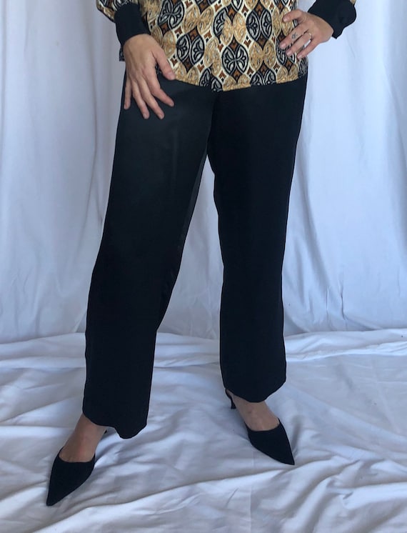 Silk Vintage Lounge Loose Vintage Black Pants 4 S