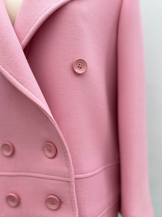 Valentino 1980s Vintage Pink Wool Pea Coat 10 M - image 3