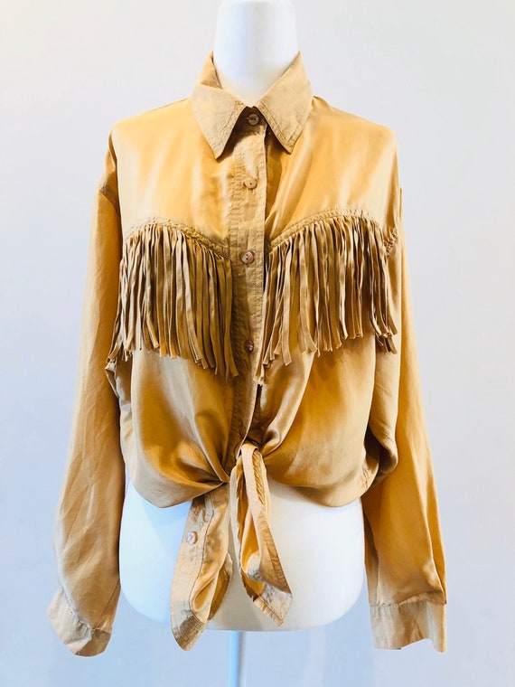 Mods Vintage Silk Mustard Fringe Cowgirl Western B