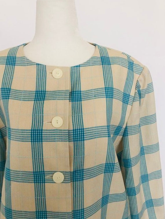 Courreges 70s Vintage Paris Mod Check Windowpane … - image 2