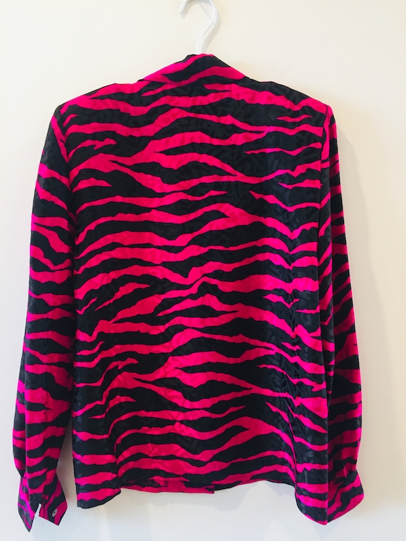 80's Tiger Vintage Pink Black I Magnin Silk Long … - image 6