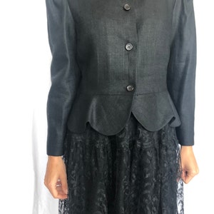 Bill Blass Vintage Linen Lace Scalloped Set Jacket Dress M image 6