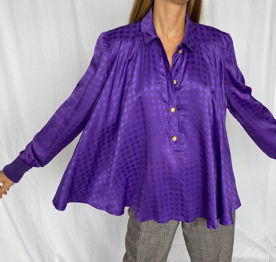 Valentino Night Satin Purple Gingham Rhinestone Sw