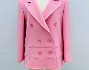 Valentino 1980s Vintage Pink Wool Pea Coat 10 M