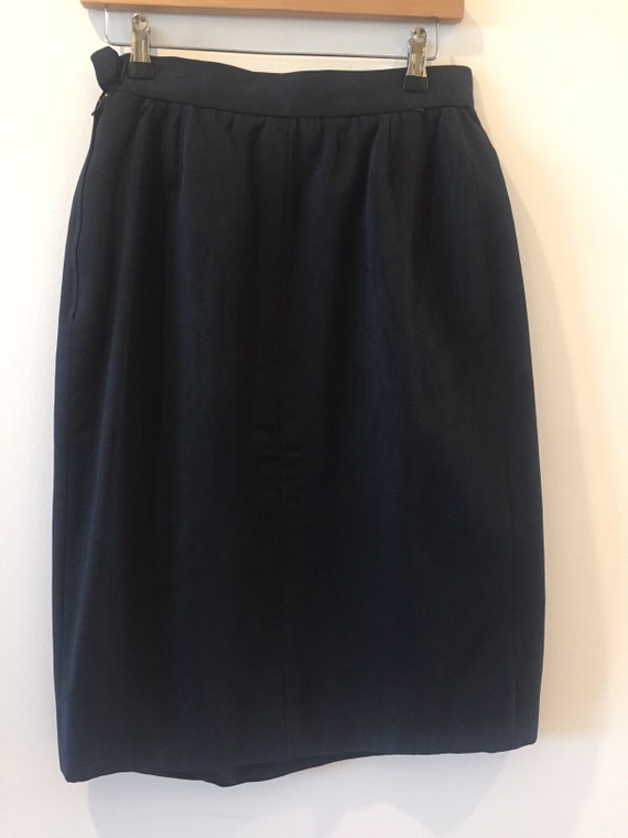 YSL Saint Laurent Vintage Black Silk Taffeta Long… - image 7